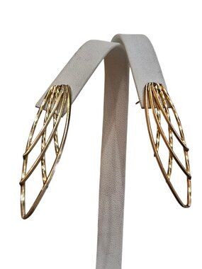 Vintage 14kt Gold Abstract Drop Pierced Earrings (A6535)